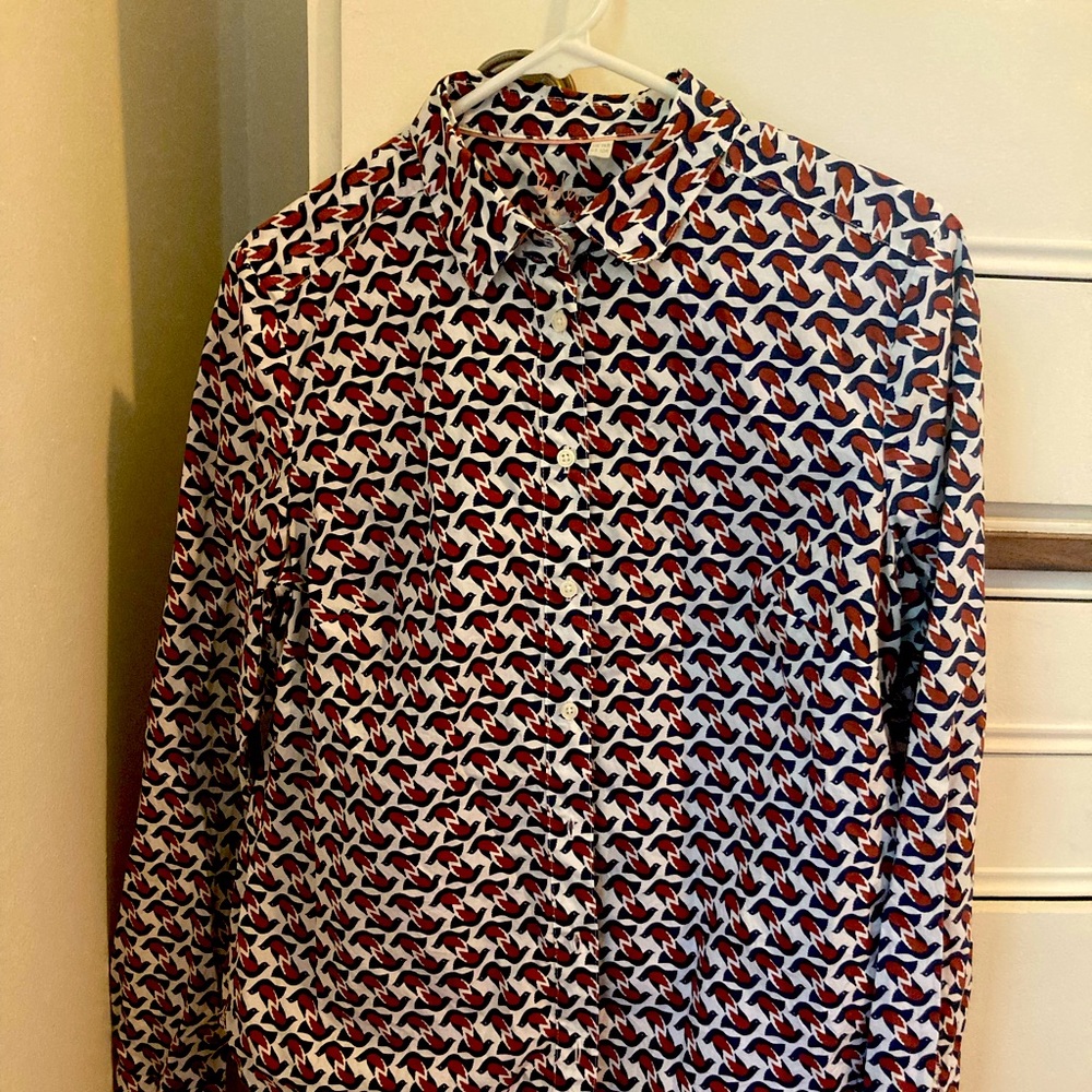 NWT Boden Classic 10R Dress Shirt - White Birds